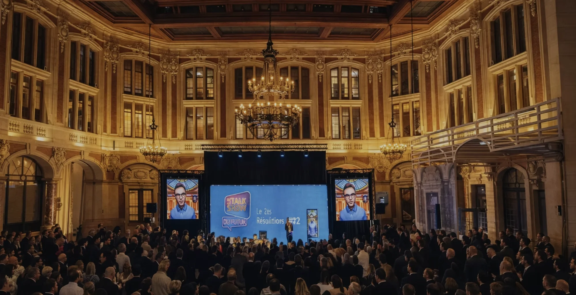 AI avatar on stage at CCI event