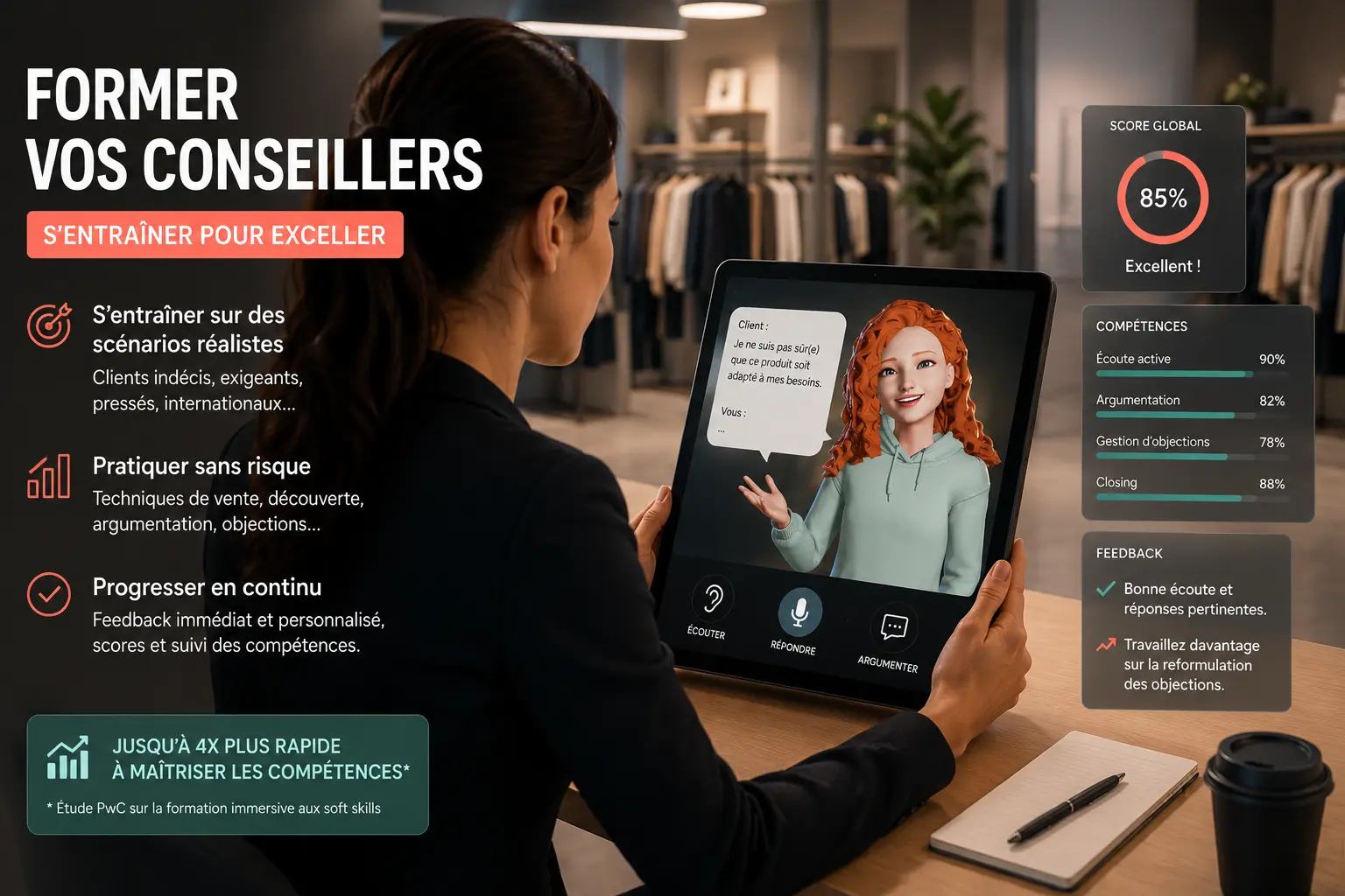 Avatar IA en boutique retail : former vos conseillers et incarner votre marque